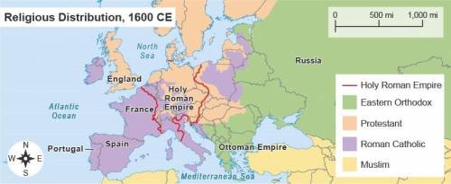 Review the map.

Which statement best describes the Holy Roman Empire at the start of the 17th cen
