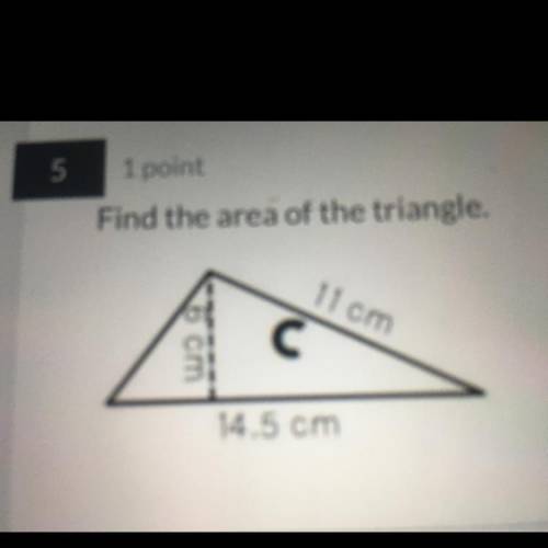 Find the area of the triangle.
3 cm
11 cm
C с
14.5 cm