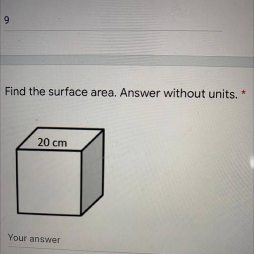 Find the surface area, 20cm, NO LINKS
