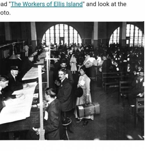 Read The Workers of Ellis Island and look at the photo. ￼ Which idea from the text does this phot