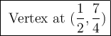 \large\boxed{\text{ Vertex at }(\frac{1}{2}, \frac{7}{4})}}
