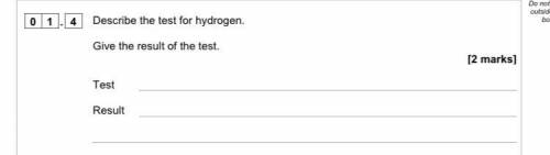 Describe the test for hydrogen. Give the result of the test.