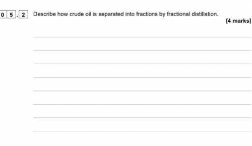 Describe how crude oil is separated into fractions by fractional distillation.