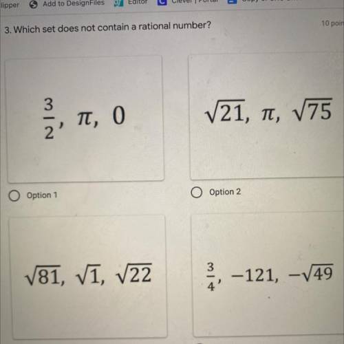 Which set does not contain a rational number?