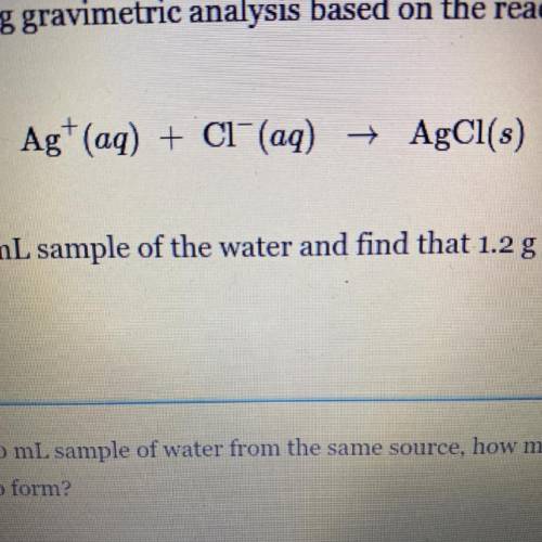 If you added excess NaCl to a 200 ml sample of water from the same source, how many grams of AgCl s