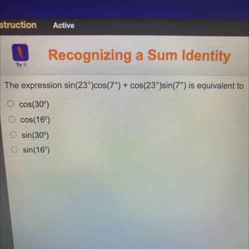 The expression sin(23°)cos(7°) + cos(23º)sin(7°) is equivalent to