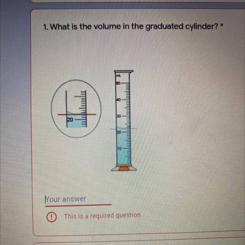 What is the volume in the graduated cylinder? Look at picture. No websites or you will be reported!