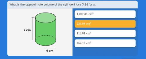 What is appropriate volume of a cylinder use 3.14
