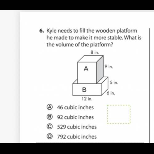 kyle needs to fill The wooden platform to make it more stable what is the volume of this platform￼￼