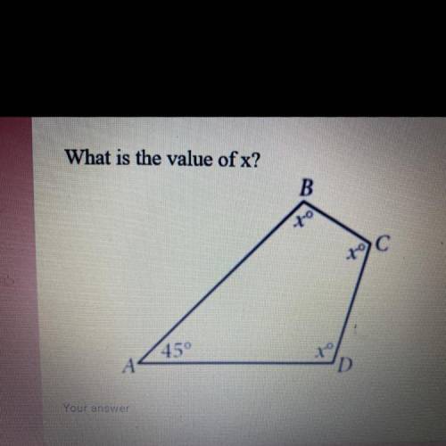 What is the value of x?
B.
to
C
po
45°
A
D