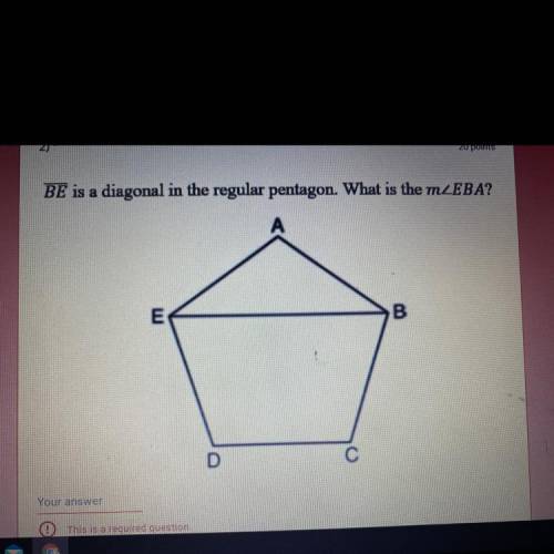 BE is a diagonal in the regular pentagon. What is the m