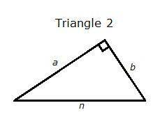 Part A

Since triangle 2 is a right triangle, write an equation applying the Pythagorean Theorem t