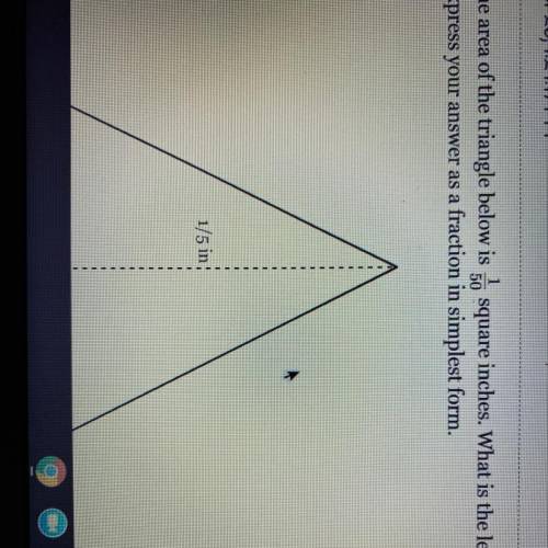 The area of the triangle below is 1/50 to square inches. What is the length of the base?

Express