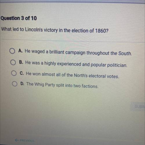 What led to Lincoln's victory in the election of 1860?