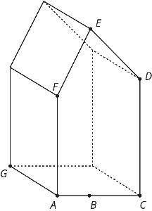 You find a crystal in the shape of a prism. The point B is directly underneath point E, and the fol