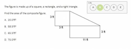 Find the area of the composite figure.

(I know I have the right answer selected but I don't have