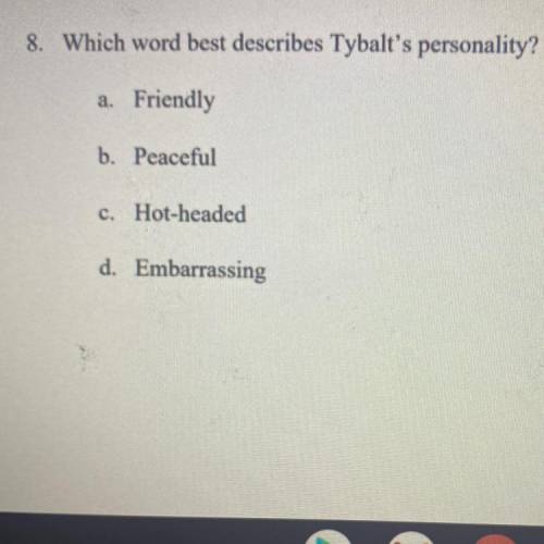 Which word best describes Tybalt's personality?
Help me please