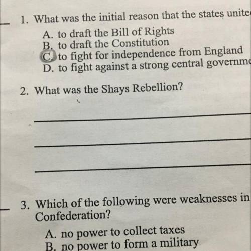 2. What was the Shays Rebellion?