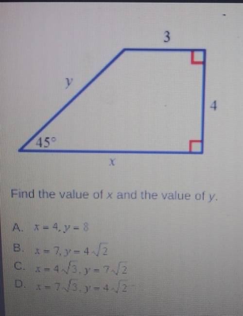 Find the value of x and the value of y ?​