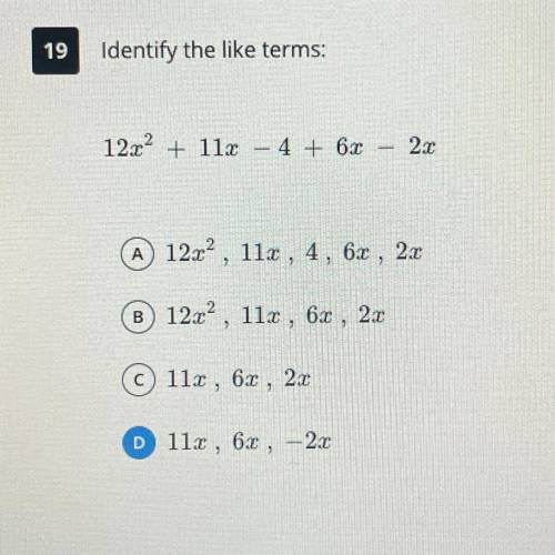 identify the like terms this is for a graded assignment and no links!!! is what i put rig