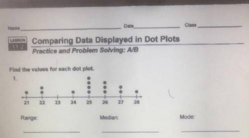 Find the values for each dot plot