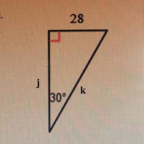 3) Using this picture to the right, find the measure of J.

A) 28 square root 3 
B) 14
C) 28 
D) 5