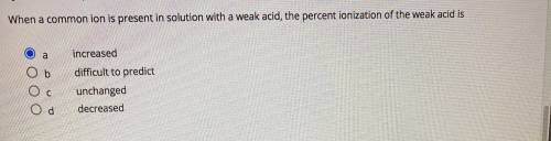 When a common ion is present in solution with a weak acid, the percent ionization of the weak acid