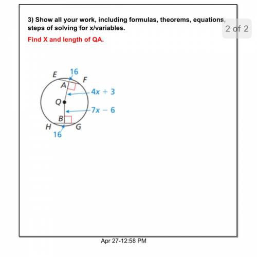 How to show work on this and edit this please with full work geometry problem find x and length of