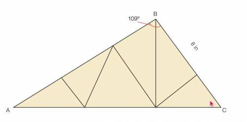 The diagram shows a length and angle measure in a scale drawing of a triangular roof truss. In the