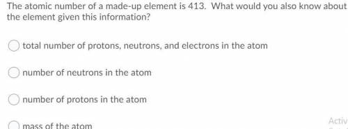 The atomic number of a made-up element is 413. What would you also know about this element with the