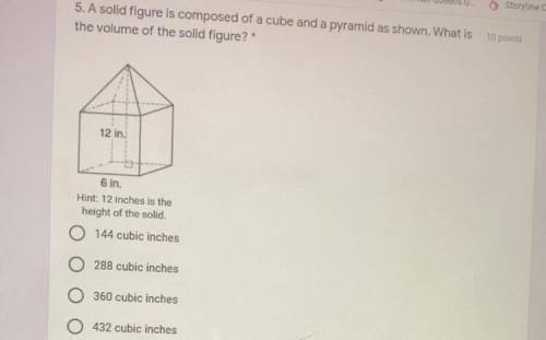 A solid figure is composed of a cube and a pyramid as shown. What is the volume