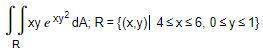 Evaluate the double integral to the given region R.