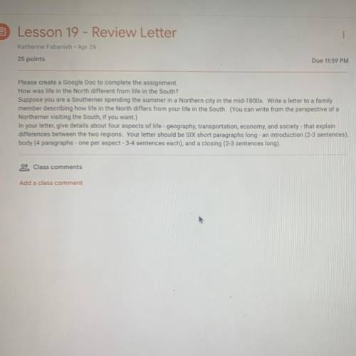 Lesson 19 Review Letter: Please Help! Due at 11:59

Please do not give me a link or a website to g