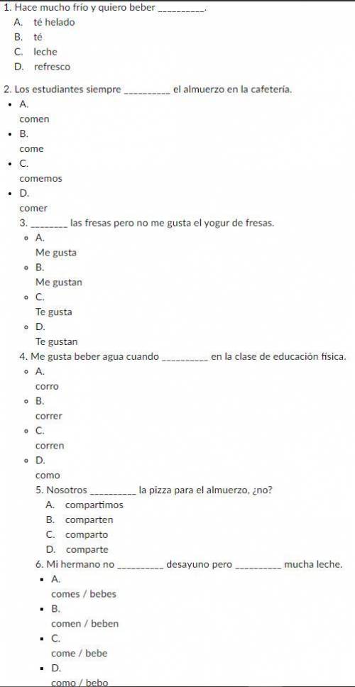 Spanish.. please answer these questions