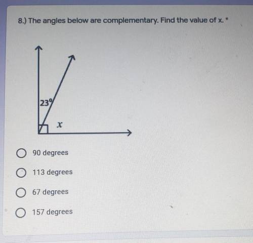 The angles below are complementary. Find the value of X​
