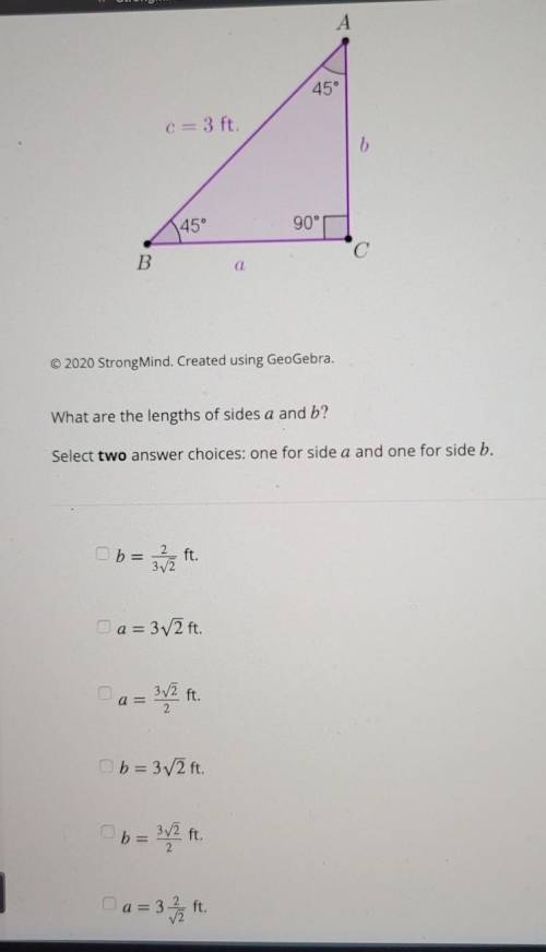 What are the lengths of side a and b​