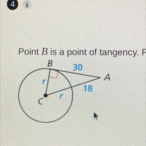 Point B is a point of tangency. Find the radius r of OC.