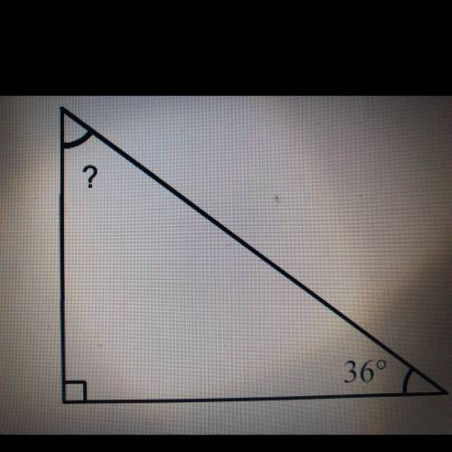What is the measure of the unknown acute angle in this right triangle?