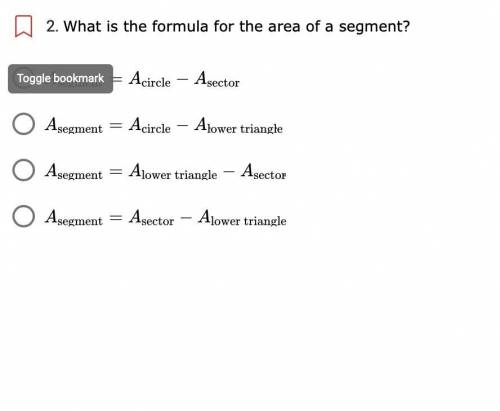 What is the formula for the area of a segment?
