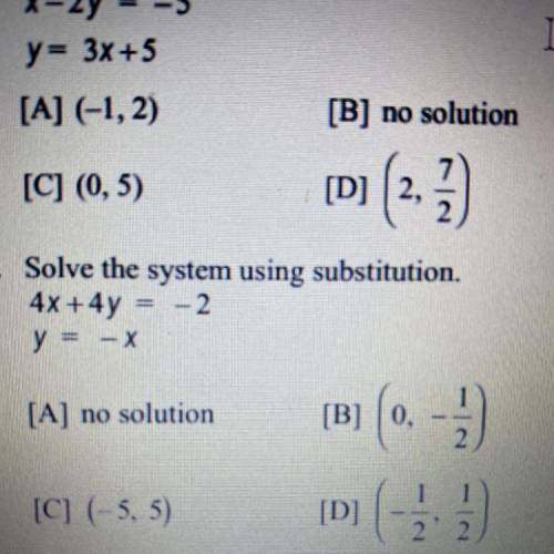 Solve the system using substitution. 4x + 4y = - 2 y = - x