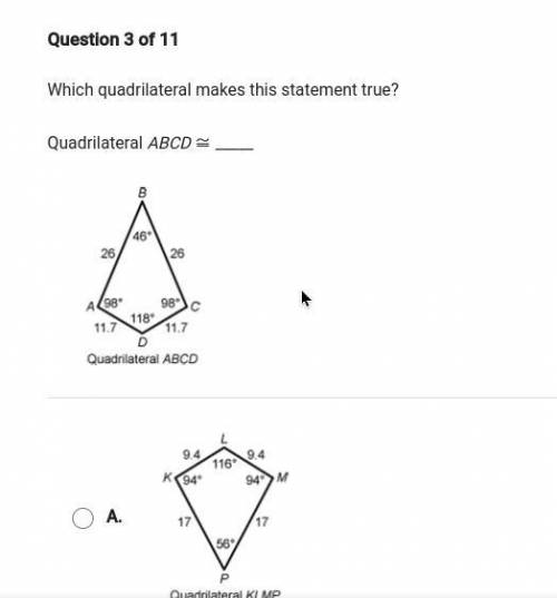 Which quadrilateral makes this statement true? Quadrilateral ABCD