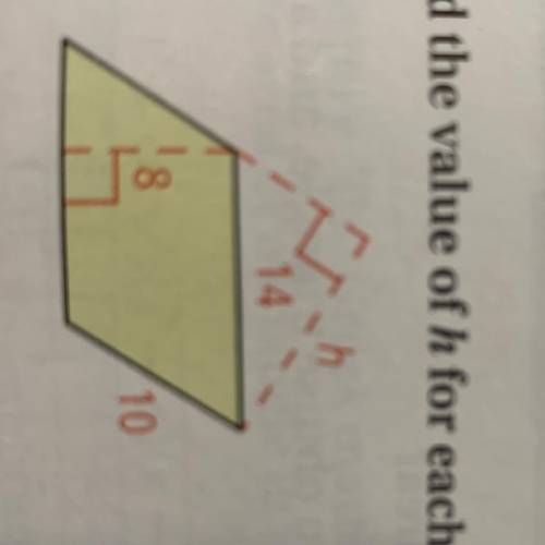 Find the value of h in the parallelogram