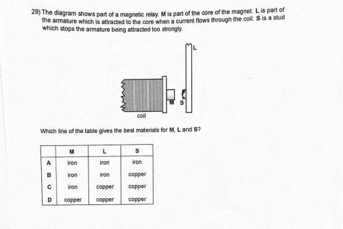 The diagram shows parts of a magnetic relay. M is part of the core of the magnet. L is part of the