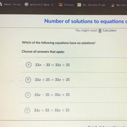 Which of the following have no solutions?