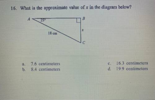 What is the approximate value of x in the diagram below?
