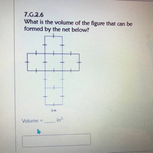 7.6.2.6

What is the volume of the figure that can be
formed by the net below?
5 in
Volume =
in3