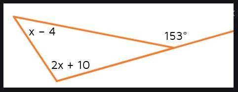 What is the measure of x given the following triangle: