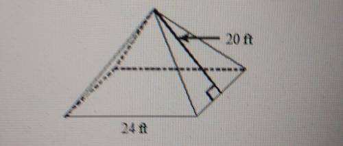 Find the volume of the square pyramid shown. Round to the nearest tenth if necessary.

A 192 ft3 B