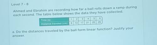 Please Help.

Ahmed And Ebrahim are recording how far a ball rolls down a ramp during each second.
