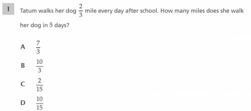 Tatum walks her dog 2/3 mile every day after school. How many miles does she walk her dog in 5 days